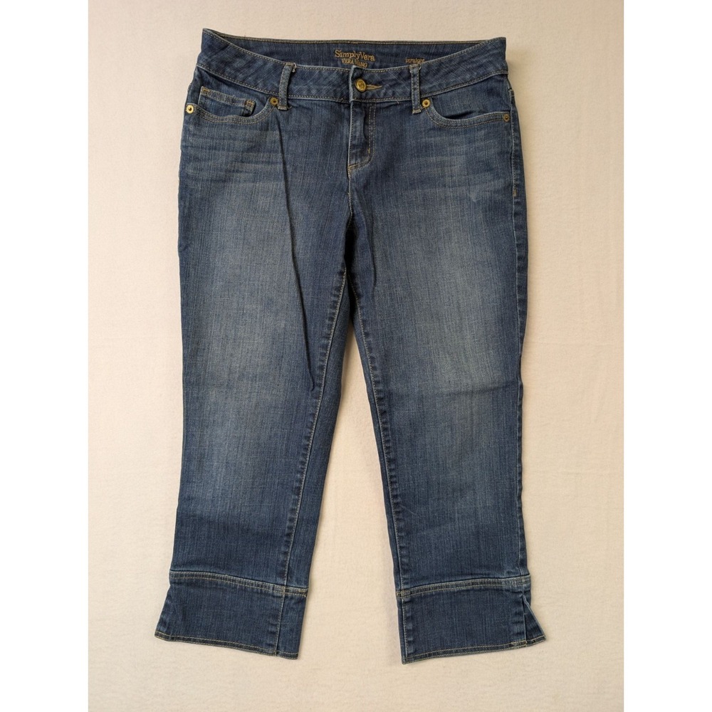 Simply Vera Wang Womens Straight Denim Capri Jeans Size 6 Blue